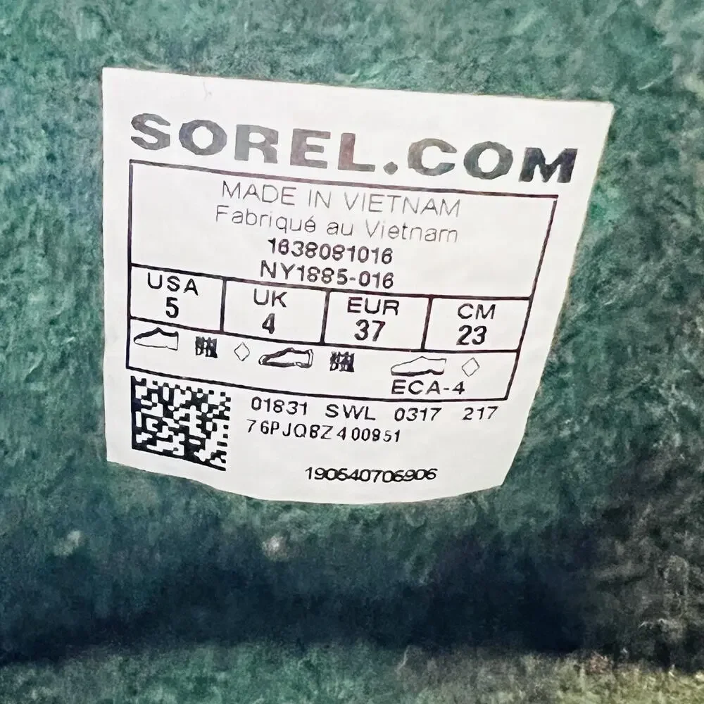 Sorel Boots Boys Girls 5 Black Mid Calf Hook & Loop Waterproof Snow Winter Shoes